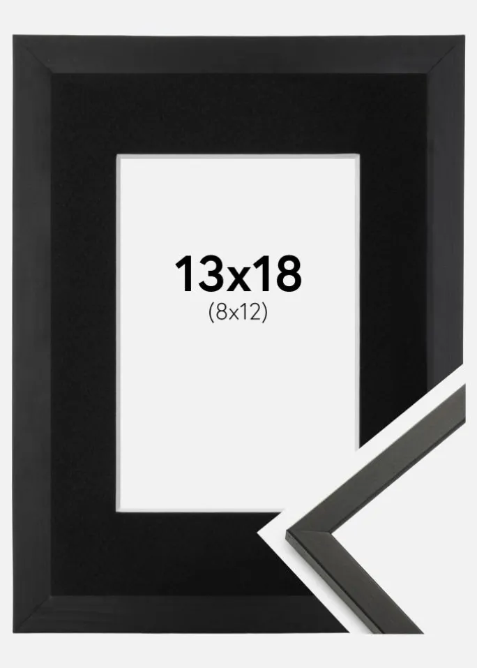 Ramme Galant Sort 13x18 cm - Passepartout Sort 9x13 cm
