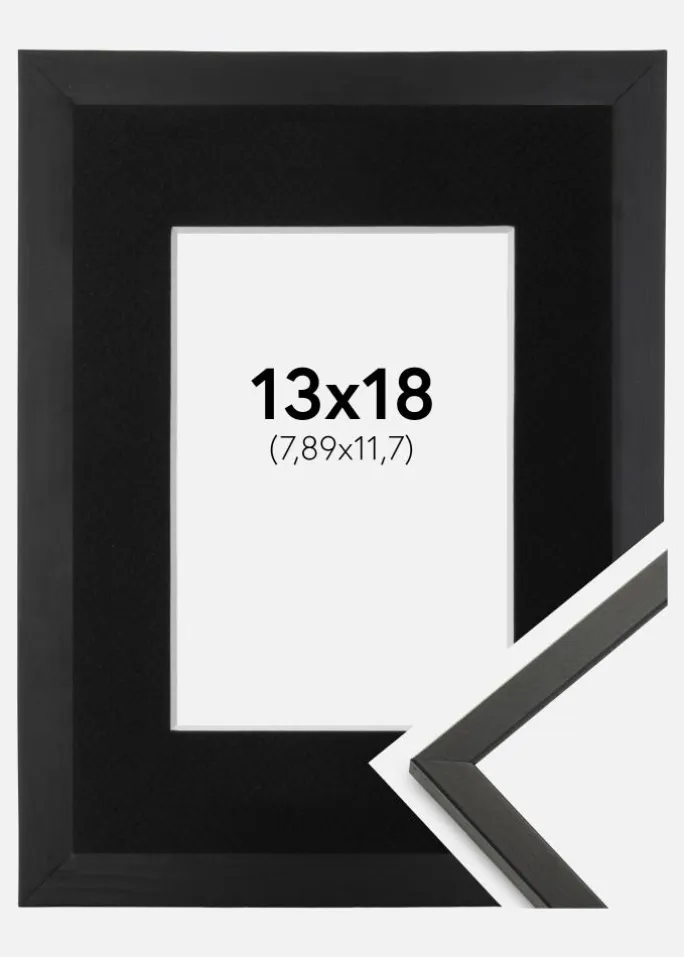 Ramme Galant Sort 13x18 cm - Passepartout Sort 3,5x5 inches