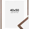 Ramme Galant Valnød 40x50 cm - Passepartout Hvid 29,7x42 cm (A3)