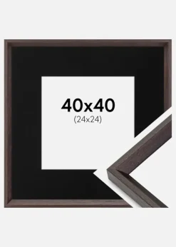 Ramme Globe Espresso 40x40 cm - Passepartout Sort 25x25 cm