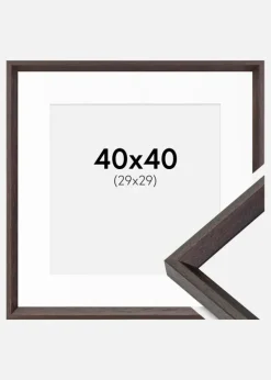 Ramme Globe Espresso 40x40 cm - Passepartout Hvid 30x30 cm