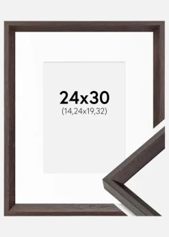 Ramme Globe Espresso 24x30 cm - Passepartout Hvid 6x8 inches
