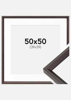 Ramme Globe Espresso 50x50 cm - Passepartout Hvid 40x40 cm