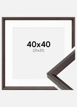 Ramme Globe Espresso 40x40 cm - Passepartout Hvid 32x32 cm