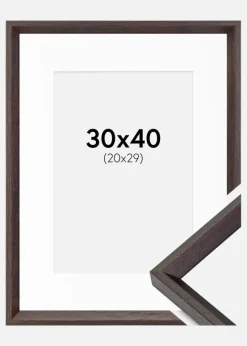 Ramme Globe Espresso 30x40 cm - Passepartout Hvid 21x30 cm