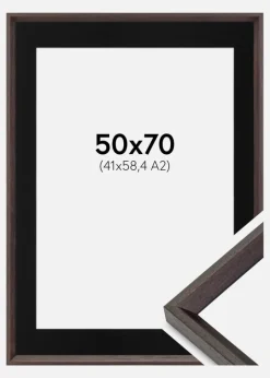 Ramme Globe Espresso 50x70 cm - Passepartout Sort 42x59,4 cm (A2)