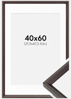 Ramme Globe Espresso 40x60 cm - Passepartout Hvid 32,9x48,3 cm (A3+)