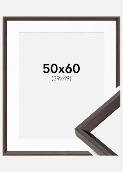 Ramme Globe Espresso 50x60 cm - Passepartout Hvid 40x50 cm