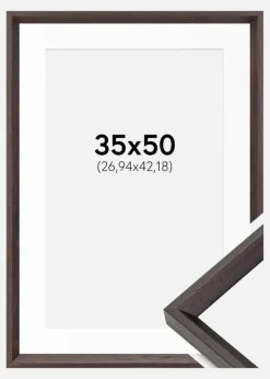 Ramme Globe Espresso 35x50 cm - Passepartout Hvid 11x17 inches