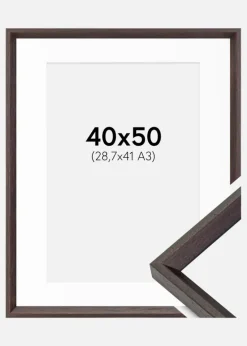 Ramme Globe Espresso 40x50 cm - Passepartout Hvid 29,7x42 cm (A3)