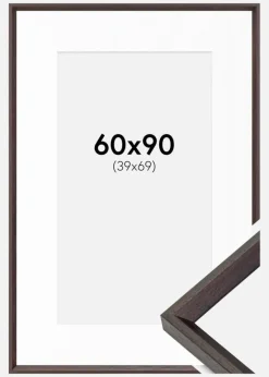 Ramme Globe Espresso 60x90 cm - Passepartout Hvid 40x70 cm