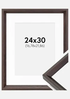 Ramme Globe Espresso 24x30 cm - Passepartout Hvid 7x9 inches