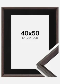 Ramme Globe Espresso 40x50 cm - Passepartout Sort 29,7x42 cm (A3)