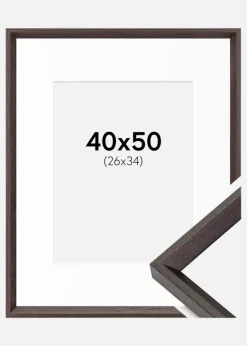 Ramme Globe Espresso 40x50 cm - Passepartout Hvid 27x35 cm