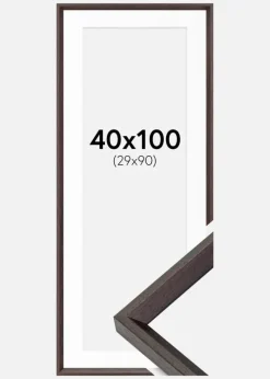 Ramme Globe Espresso 40x100 cm - Passepartout Hvid 30x91 cm