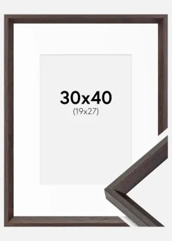 Ramme Globe Espresso 30x40 cm - Passepartout Hvid 20x28 cm