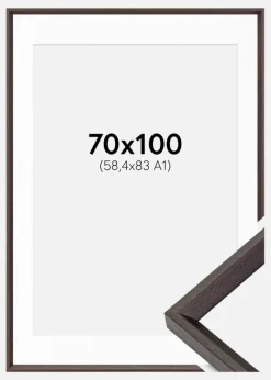Ramme Globe Espresso 70x100 cm - Passepartout Hvid 59,4x84 cm (A1)