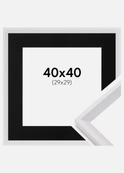 Ramme Globe Hvid 40x40 cm - Passepartout Sort 30x30 cm