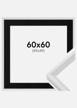Ramme Globe Hvid 60x60 cm - Passepartout Sort 50x50 cm