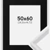 Ramme Globe Hvid 50x60 cm - Passepartout Sort 14x18 inches
