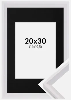 Ramme Globe Hvid 20x30 cm - Passepartout Sort 15x21 cm (A5)