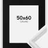 Ramme Globe Hvid 50x60 cm - Passepartout Sort 35x45 cm
