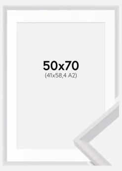 Ramme Globe Hvid 50x70 cm - Passepartout Hvid 42x59,4 cm (A2)
