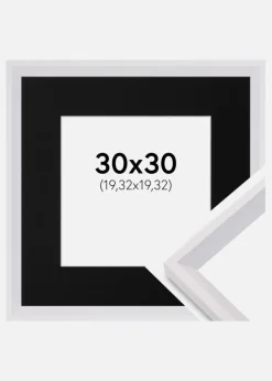 Ramme Globe Hvid 30x30 cm - Passepartout Sort 8x8 inches