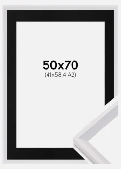 Ramme Globe Hvid 50x70 cm - Passepartout Sort 42x59,4 cm (A2)