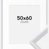 Ramme Globe Hvid 50x60 cm - Passepartout Hvid 37x46 cm