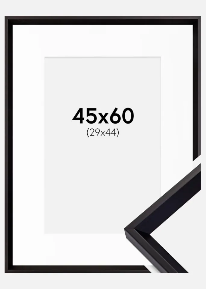 Ramme Globe Sort 45x60 cm - Passepartout Hvid 30x45 cm