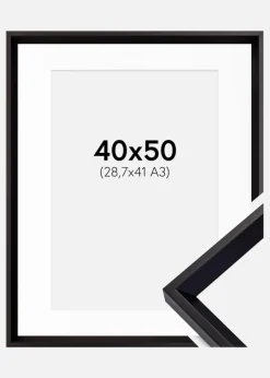 Ramme Globe Sort 40x50 cm - Passepartout Hvid 29,7x42 cm (A3)