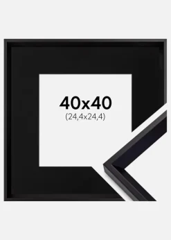 Ramme Globe Sort 40x40 cm - Passepartout Sort 10x10 inches