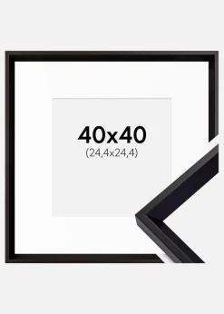Ramme Globe Sort 40x40 cm - Passepartout Hvid 10x10 inches