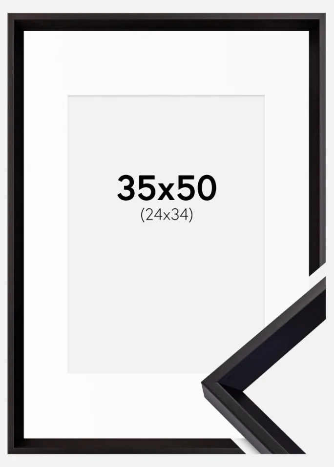 Ramme Globe Sort 35x50 cm - Passepartout Hvid 25x35 cm