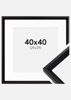 Ramme Globe Sort 40x40 cm - Passepartout Hvid 30x30 cm