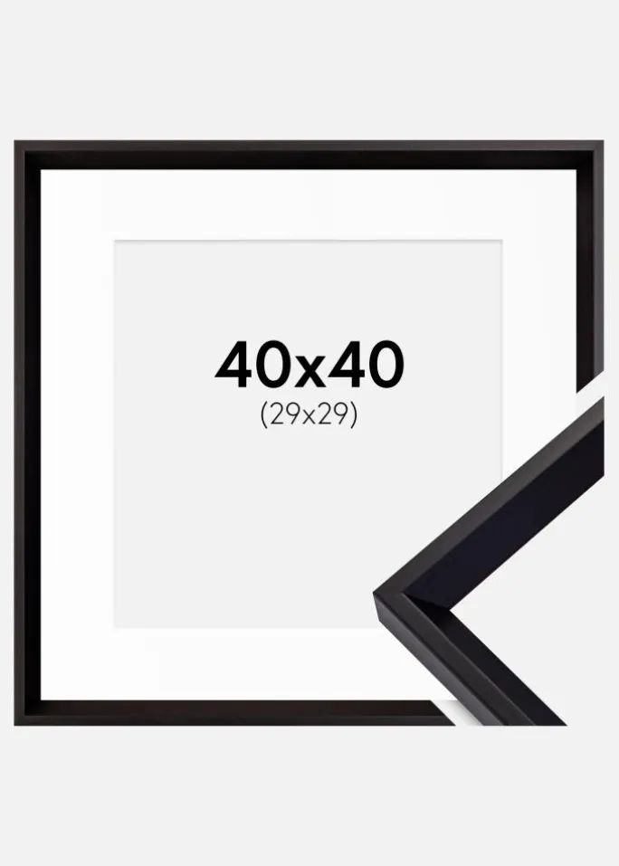 Ramme Globe Sort 40x40 cm - Passepartout Hvid 30x30 cm
