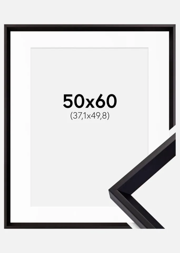 Ramme Globe Sort 50x60 cm - Passepartout Hvid 15x20 inches