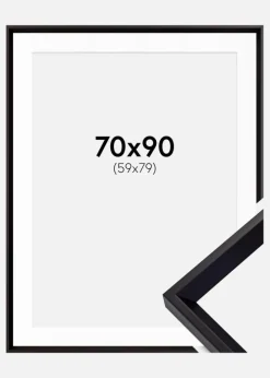 Ramme Globe Sort 70x90 cm - Passepartout Hvid 60x80 cm