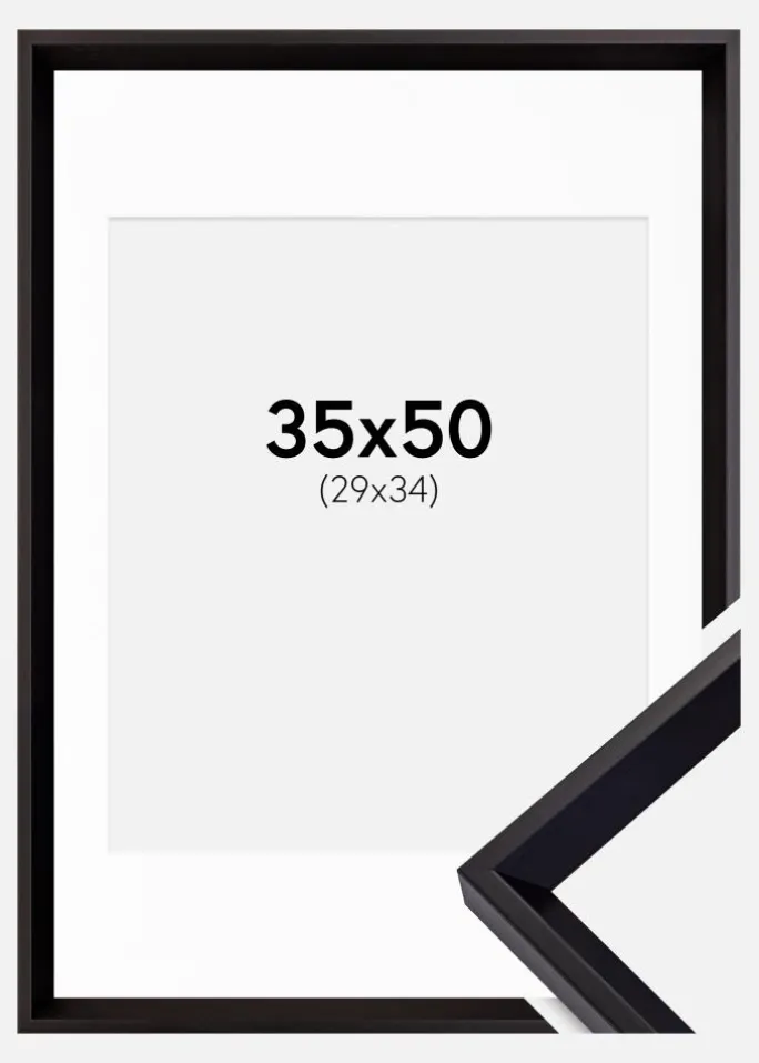 Ramme Globe Sort 35x50 cm - Passepartout Hvid 30x35 cm