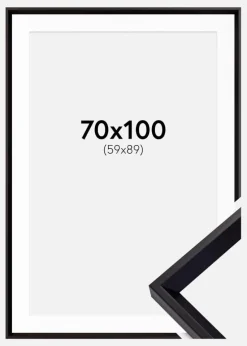 Ramme Globe Sort 70x100 cm - Passepartout Hvid 60x90 cm