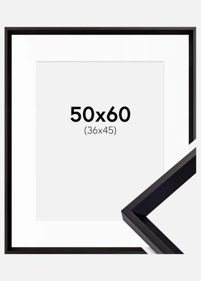Ramme Globe Sort 50x60 cm - Passepartout Hvid 37x46 cm