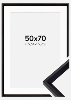 Ramme Globe Sort 50x70 cm - Passepartout Hvid 16x24 inches