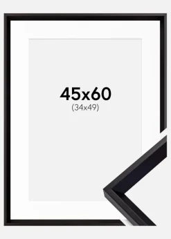 Ramme Globe Sort 45x60 cm - Passepartout Hvid 35x50 cm