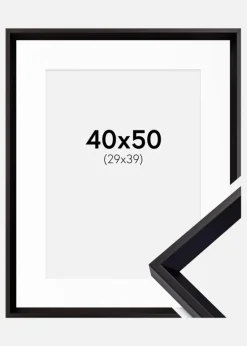 Ramme Globe Sort 40x50 cm - Passepartout Hvid 30x40 cm