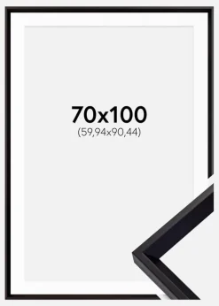 Ramme Globe Sort 70x100 cm - Passepartout Hvid 24x36 inches