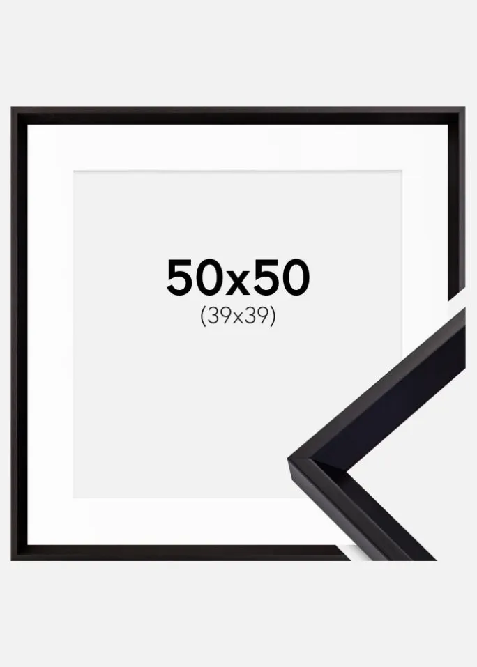 Ramme Globe Sort 50x50 cm - Passepartout Hvid 40x40 cm