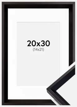 Ramme Globe Sort 20x30 cm - Passepartout Hvid 15x22 cm