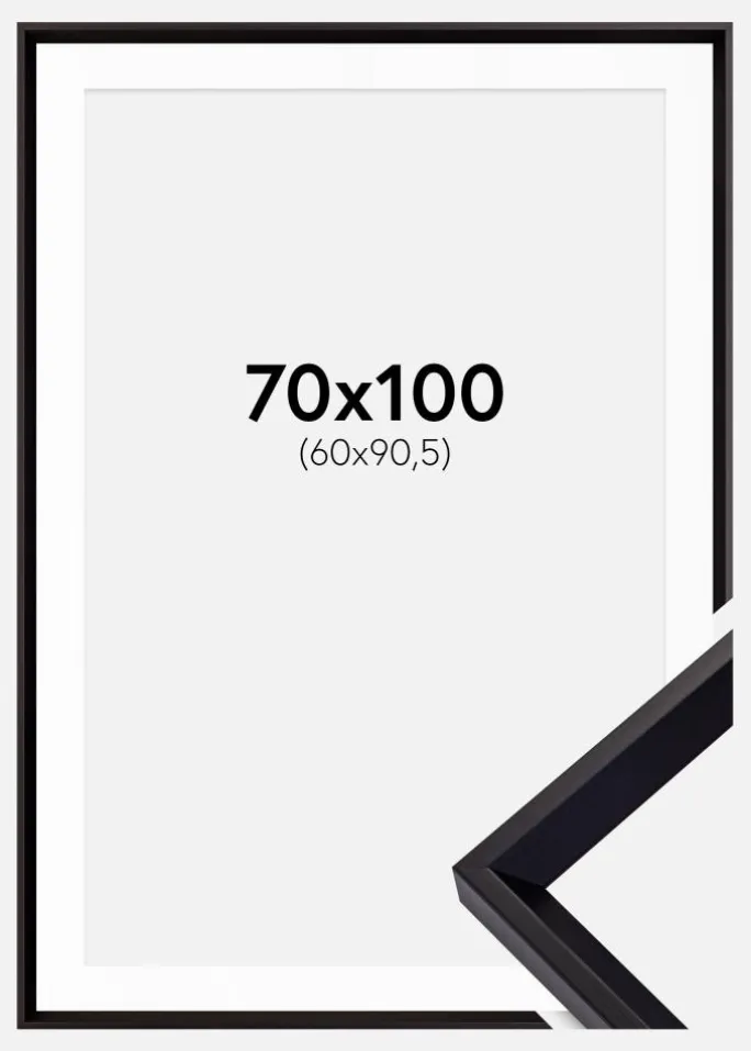 Ramme Globe Sort 70x100 cm - Passepartout Hvid 61x91,5 cm