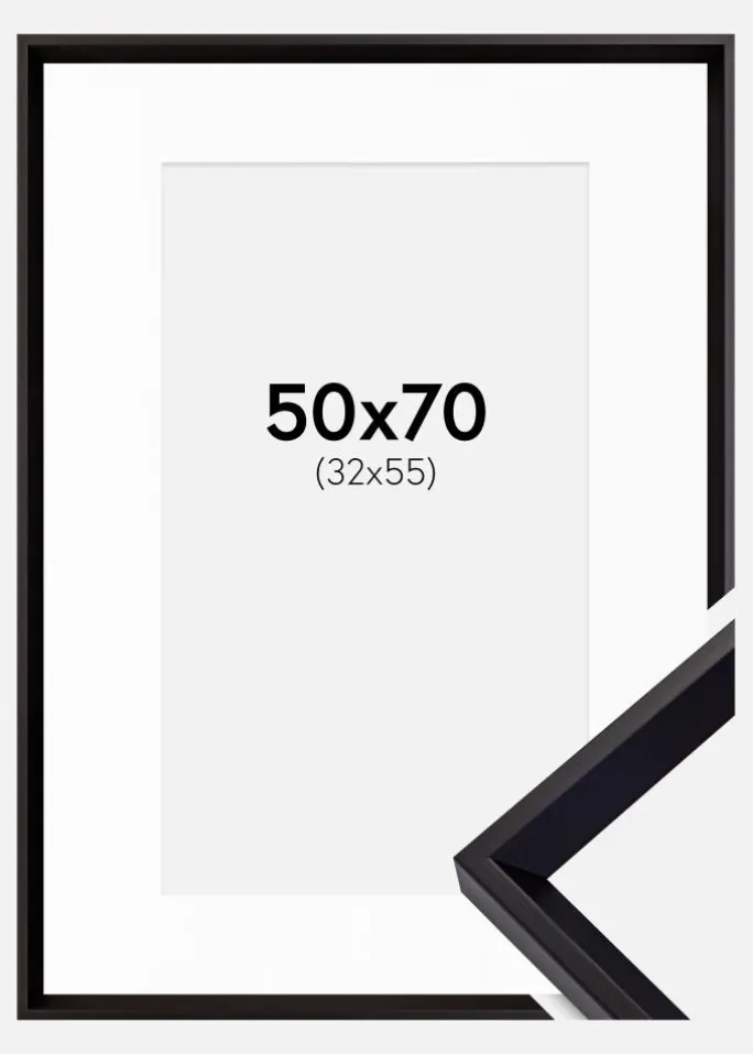 Ramme Globe Sort 50x70 cm - Passepartout Hvid 33x56 cm